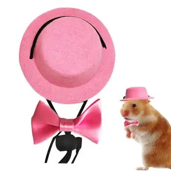 Silindir şapka Tavşanlar İçin Keçe Yay Ve silindir şapka Ayarlanabilir Yumuşak Pet Kostüm Rahat Tatil Malzemeleri Hamster Kürkü