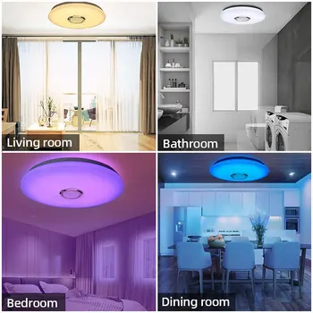 RGB LED tavan ışık APP kontrolü Bluetooth uyumlu müzik tavan lambası kısılabilir ev dekorasyon ışık yatak odası oturma odası için