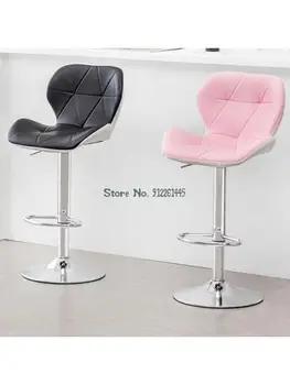 Yüksek ayak ekonomik sandalye tabure moda basit ön büro bar sandalyesi kaldırma metal döner bar sandalyesi ofis taburesi