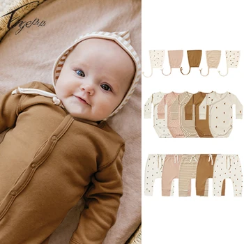 2023 İlkbahar Sonbahar Bebek Erkek Kız Giysileri Bebek Erkek Tulumlar Bebek Uzun Kollu Baskılı Çizgili Bebek Tulum Giysileri