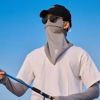 Yaz Buz İpek Güneş Koruyucu Maske Erkekler için Açık Bisiklet Balıkçılık Nefes UV Koruma Güneşlik Boyun Wrap Kapak yüz kapatma