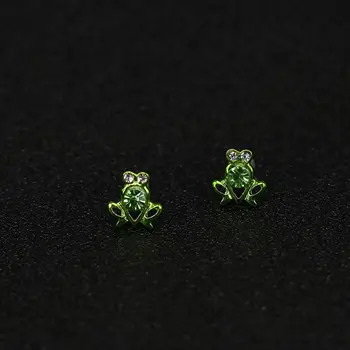 Emaye Klip Wrap Takı Kristal Moda Kadınlar için Zirkon Yeşil Kulak Damızlık Küpe Kurbağa Küpe