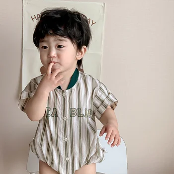 Yaz İnce Tek parça Bebek Bodysuits Giysileri Kısa Kollu İnce Şerit Bebek Erkek Romper Yenidoğan Tek Göğüslü Rahat Tulumlar