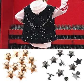 10 Takım 9/12 / 19mm Metal Yıldız Perçinler Konfeksiyon Dikiş Cam Matkap Tırnak Düğmesi DIY Giyim Şapka Çanta Ayakkabı Zanaat Dekorasyon Malzemeleri