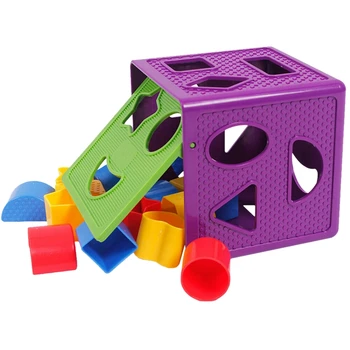 Kare Bebek Blokları Şekil Sıralayıcısı Oyuncak Blokları Çok Şekiller Renk Tanıma Oyuncaklar Kutusu