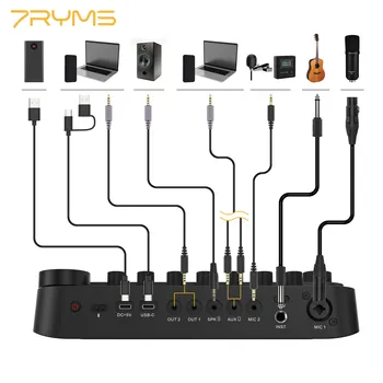 7RYMS 7 Caster SE2 USB ses arabirimi XLR, 3.5 mm, 6.35 mm Enstrüman Girişleri Kayıt, Akış ve Podcasting için