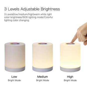 Tokili USB şarj edilebilir gece lambası Akıllı Başucu Masa Lambası Dokunmatik Kontrol Kısılabilir renk değiştiren LED Taşınabilir kamp feneri