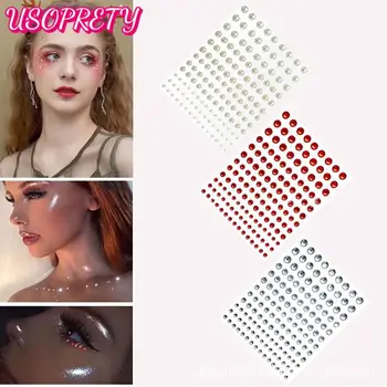 3D Gözler Yüz Makyaj Mücevherleri Çıkartmalar Kendinden Yapışkanlı Güzellik İnci Geçici Dövme Festivali Vücut Sanatı Süslemeleri Tırnak Elmas