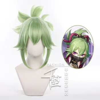 Genshin Darbe Kuki Shinobu Cosplay Peruk yeşil uzun yüksek kaliteli ısıya dayanıklı sentetik saç Şapkalar Cosplay Cadılar Bayramı Peruk