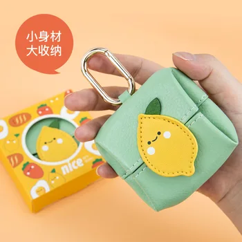 6 Renkli Sevimli Mini Kadın bozuk para çantaları PU Deri Küçük Cüzdan Ruj Tutucu Meyve Tasarlanmış Bayan Çantalar Taşınabilir Çile Çanta