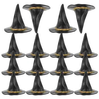 Cadılar Bayramı cadı şapkası Dekor Mini Küçük Dekorasyon DIY Aksesuarları Minyatür Şapkalar Plastik şişe kapakları