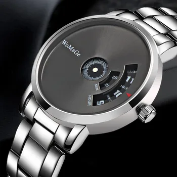 Sdotter erkek Saatler 2022 Yeni Şık Gümüş Yuvarlak Dial Yaratıcı Kuvars Saat Tam Çelik Ayarlanabilir İş Kol Saati montre
