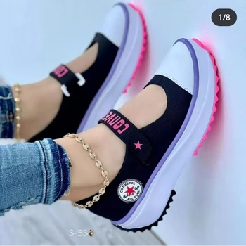 Yaz gündelik kadın ayakkabısı Açık kaymaz tek ayakkabı platform sandaletler Nefes Ter emici Sığ kanvas ayakkabılar