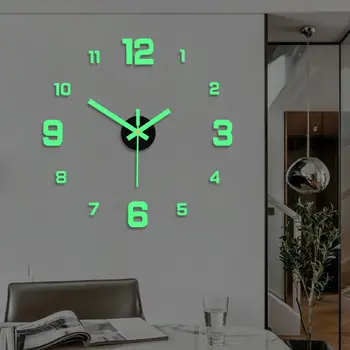 Modern Tasarım Büyük Duvar Saati DİY Kuvars Saatler Moda Saatler Akrilik Ayna Çıkartmaları Oturma Odası Ev Dekor Horloge Saatler
