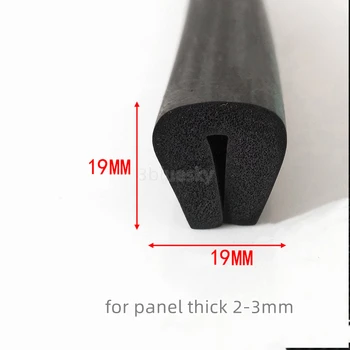EPDM Kauçuk Köpük Sızdırmazlık Süngeri U Şerit Cam Metal Araba Ahşap Panel Kenar Muhafaza Kalkanı 19x19mm Siyah