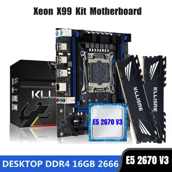 Kllisre X99 anakart combo kiti seti LGA 2011-3 Xeon E5 2670 V3 CPU DDR4 16GB (2 ADET 8G) 2666MHz masaüstü bellek