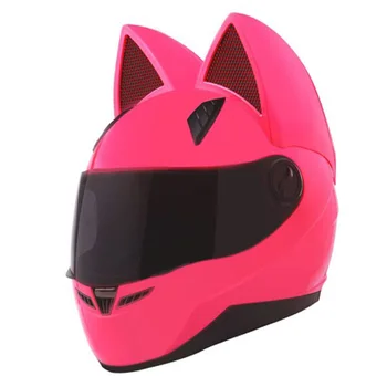 Motosiklet kask Nıtrınos marka kedi kulakları ile otomobil yarışı anti sis tam yüz kask kişilik tasarım capacete kasko kask