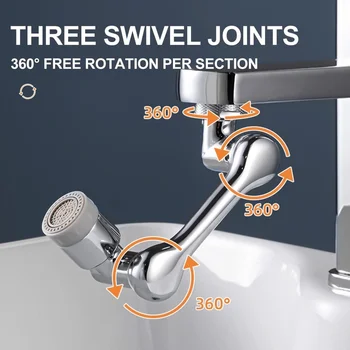 1080° Rotasyon Musluk Genişletici Sıçrama Geçirmez Su Musluk Memesi Uzatma Su Evrensel Püskürtücü Banyo Mutfak Aksesuarları