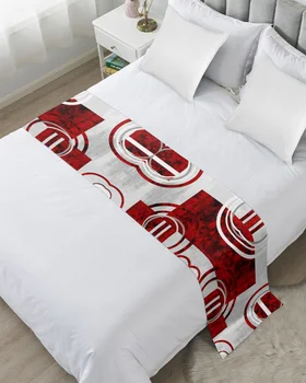 Soyut Retro Geometrik Kentsel Mermer Yatak Koşucu Ev Otel Dekorasyon Yatak Bayrağı Düğün Yatak Odası Yatak Kuyruk Havlu