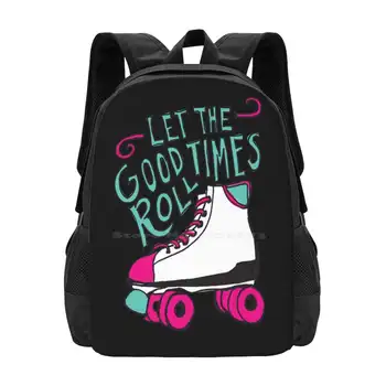 Izin İyi Zamanlar Rulo Moda Desen Tasarım seyahat dizüstü okul sırt çantası Çanta Rollerskates Paten Paten Parti