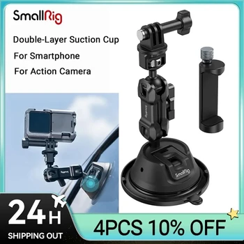 SmallRig Çift Katmanlı Vantuz Dağı Smartphone / Eylem Kamera, araç tutucu ile telefon tutucu için iPhone için GoPro için DJI