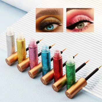 16 Renk Özel Etiket Pullu Eyeliner Özel Toplu Su Geçirmez Hızlı kuru Sıvı Pırıltılı Parlak Renkli Kesik Göz Makyaj