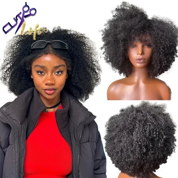 Afro Kinky Kıvırcık 13x4 Dantel ön peruk insan saçı Peruk Siyah Kadınlar İçin 13x6 sırma ön peruk Tutkalsız Remy 4x4 Kapatma Peruk