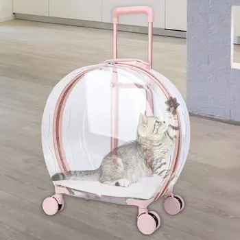 Taşıma Çantası kediler ve köpekler Sessiz Tekerlekli Pet tekerlekli çanta Taşıyıcı Açık, Pembe Parlak