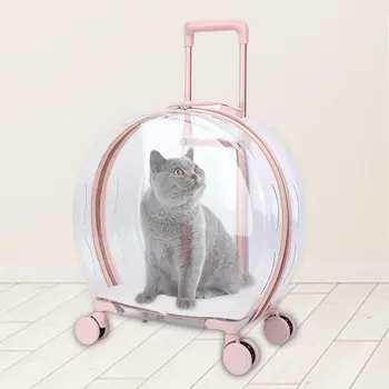 Taşıma Çantası kediler ve köpekler Sessiz Tekerlekli Pet tekerlekli çanta Taşıyıcı Açık, Pembe Parlak