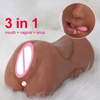 Oral seks Seks Oyuncakları Yetişkin Malzemeleri 3 in 1 Erkekler için Erotik Ürünler Erkek Mastürbasyon Gerçekçi Silikon Vajina Cep Pusssy Anal Pusssy Bardak