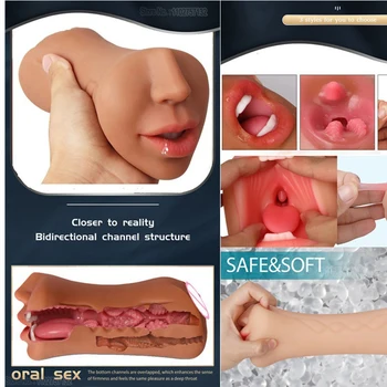 Oral seks Seks Oyuncakları Yetişkin Malzemeleri 3 in 1 Erkekler için Erotik Ürünler Erkek Mastürbasyon Gerçekçi Silikon Vajina Cep Pusssy Anal Pusssy Bardak