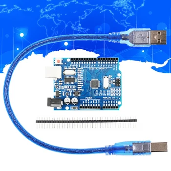 Modifiye Sürüm Bir Set R3 (CH340G) MEGA328P Çip DC 5 V-9 V Geliştirme Kurulu Kurulu ATmega328P Arduino için USB kablosu