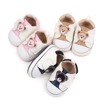 Yenidoğan Bebek Ayakkabıları Kız Erkek Bebek Yürüyor PU gündelik ayakkabı Pamuk Taban kaymaz İlk Yürüyüşe Tarama Beşik Ayakkabı