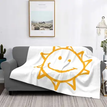 Güneş Karikatür Battaniye Yatak Örtüsü Yatak Kawaii Battaniye Estetik Taşınabilir Coziness Cilt Dostu Rüzgar Geçirmez Battaniye Yatak Atmak
