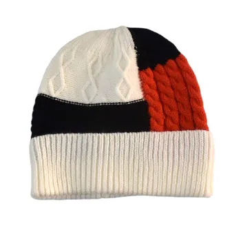 Kadın Erkek Örme Kış Moda Renk Şerit Baskı Çizgili Şapkalar Kıl Yumağı Rakun Sıcak Kayak Kap Trim Şapka Sıcak Kap
