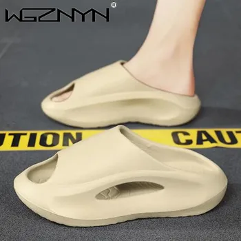 Moda Unisex Terlik Erkekler Kalın Alt Platform Slaytlar Yumuşak EVA İçi Boş 2023 Yeni Yaz Düz Renk Sandalet Rahat Kadın Ayakkabı