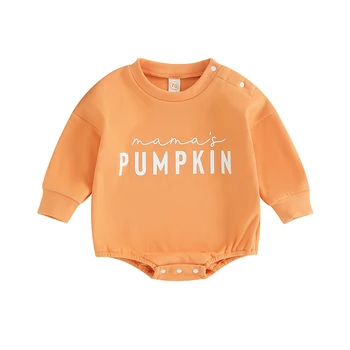 Sonbahar Cadılar Bayramı Bebek Bebek Erkek Kız Sevimli Mektup Baskı Uzun Kollu Bodysuit Sıcak Sonbahar Giysileri
