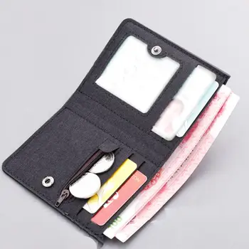 Erkekler kısa cüzdan Unisex tuval kimlik kartı tutucu taşınabilir ince cüzdan Mini dikey cüzdan