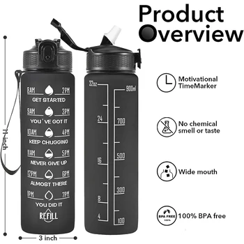 1 Litre Su Şişesi Motivasyon Spor Su Şişesi Sızdırmaz İçme şişeleri Açık Seyahat Yürüyüş Bisiklet sporda kullanım şişeler