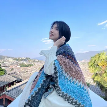 Şal etnik tarzı seyahat giyim Qinghai dış giyim pelerin Palto pelerin eşarp kadınlar için