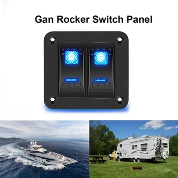 2 Gang Rocker Anahtarı Paneli 5pin Kapalı Ön Kablolu Rocker Anahtarı Su Geçirmez Anahtarı Paneli Araba Deniz ATV Römork Yeşil
