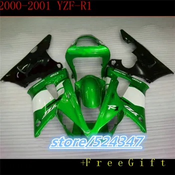 Hey-Hey-kaliteli Fairings YZF R1 2000 2001 yeşil beyaz plastik kiti YZFR1 00 01 YZF 1000 YZF-R1 fairing kitleri parçaları