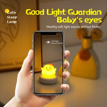 Süper Sevimli Gece Lambası Küçük Şeytan Yatak Odası Tavuk Piglet Bebek Ve Küçük Çocuklar Pet USB Şarj Edilebilir Uyku Başucu Lambası