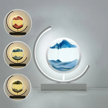 Bataklık LED Kum Saati Masa Lambası Zanaat 3D Doğal Peyzaj Gece Lambası Yaratıcı Retro Akan Kum Resim Hareketli Kum Sanatı