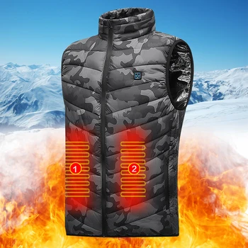 9 Alanlar ısıtmalı erkekler akıllı ısıtma pamuk yelek elektrikli ısıtmalı ceket açık termal kış sıcak ceket spor yürüyüş için M-6XL