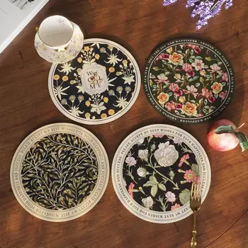Yuvarlak Placemats Vintage Çiçek Placemats Su Geçirmez ısıya dayanıklı kaymaz Pvc Koruma Pedleri Yemek masaları Dekorasyon için