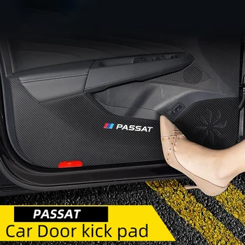 VW Passat 2016-2018 için Kapı Kick Pad Özel Karbon Fiber Doku Deri Araba Yolcu havasız ortam kabini İç Koruma Sticker