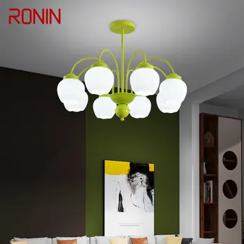 RONİN Modern avize ışık LED yaratıcı basit yeşil taze tasarım cam kolye lamba ev oturma odası yatak odası için
