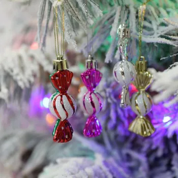 Yılbaşı Ağacı Süsleri 6 adet / grup Kar Tanesi Lolipop Noel Topları Kolye Noel Dekorasyon Ev için 2023 Navidad Natal Dekor