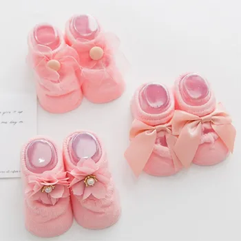 Yenidoğan bebek Çorap 3 Çift Dantel İnce İçi Boş Bebek No-Show Çorap Kız Pamuk Yaz Prenses Giyim Yay Gözenekli Çorap Kore Tarzı